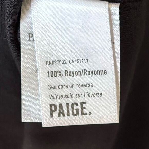 Paige Kaylynn Mini Black Multi Dress Striped Pleated V-Neck Blouse Size S - Picture 12 of 12